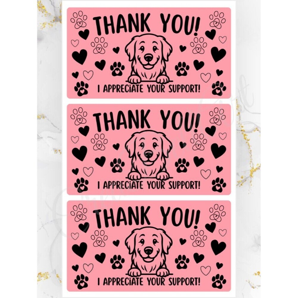 100 Cute Dog Thank You Stickers for Packaging | Small Business Labels